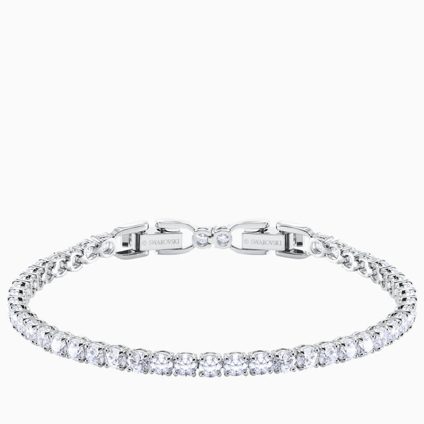 Tennis Deluxe Bracelet, White, Rhodium Plated